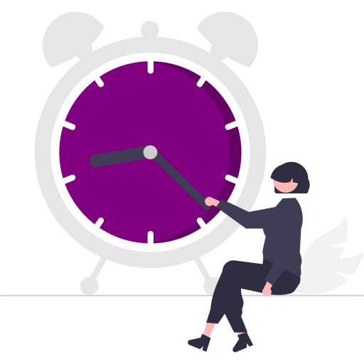 Speech Pathology Assessment. A drawing of a woman and an alarm clock indicating the importance of getting a speech therapy assessment completed on time for an individual's NDIS funding.