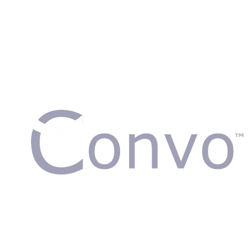 ClearConvo logo monochrome, with Clear on top in white and Convo below in grey.